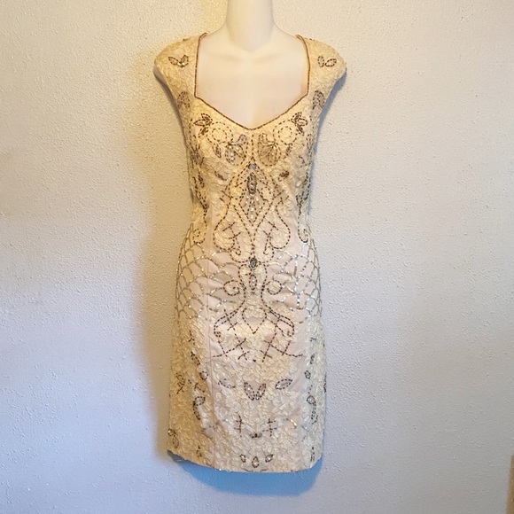Sue Wong Dresses & Skirts - Sue Wong cream lace bead sequin evening cocktail dress 8